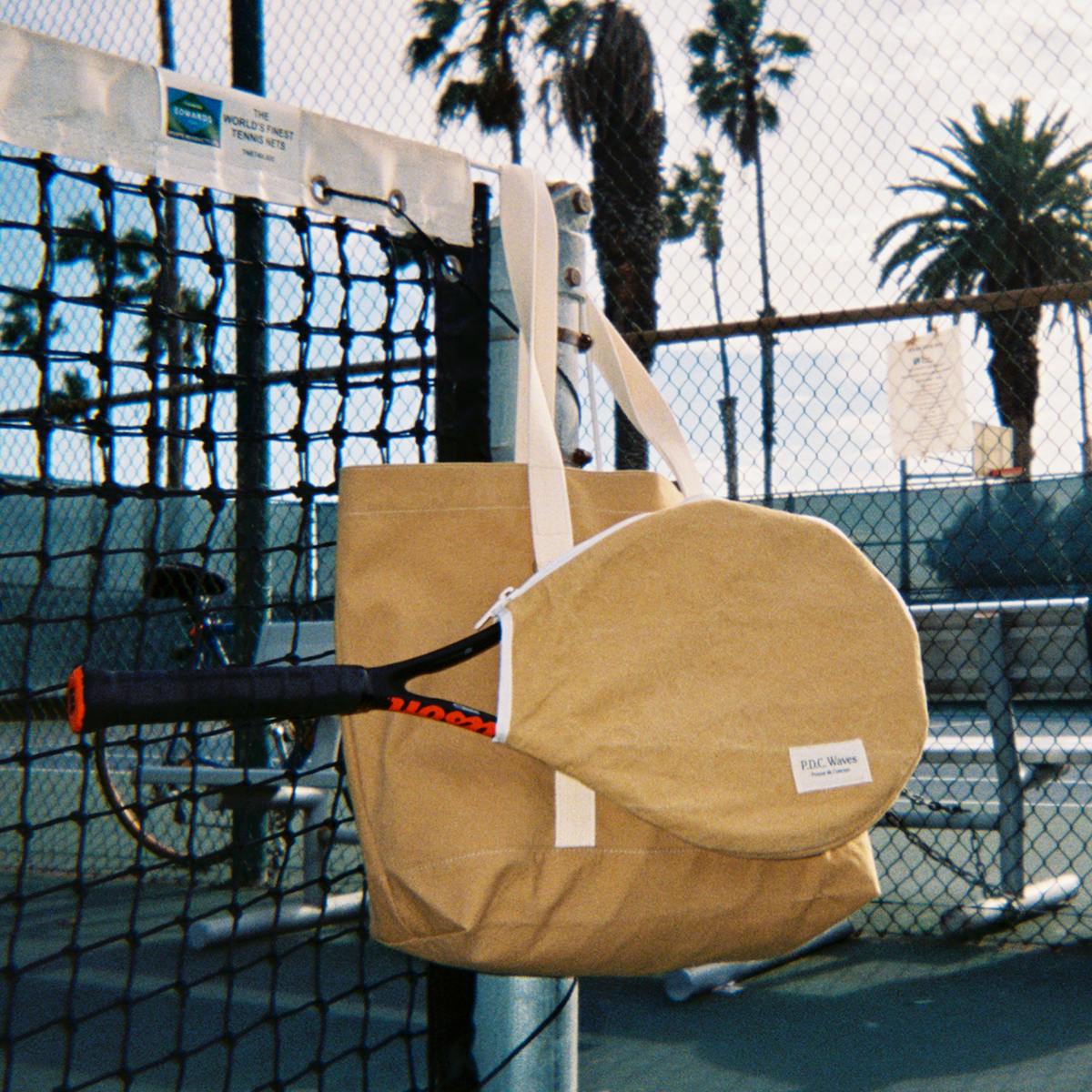 Tennis Racket Cover + Large Khaki Boat Shrunk Canvas Tote Kit