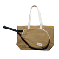 Tennis Racket Cover + Large Khaki Boat Shrunk Canvas Tote Kit