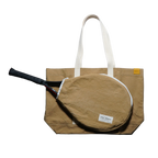 Tennis Racket Cover + Large Khaki Boat Shrunk Canvas Tote Kit